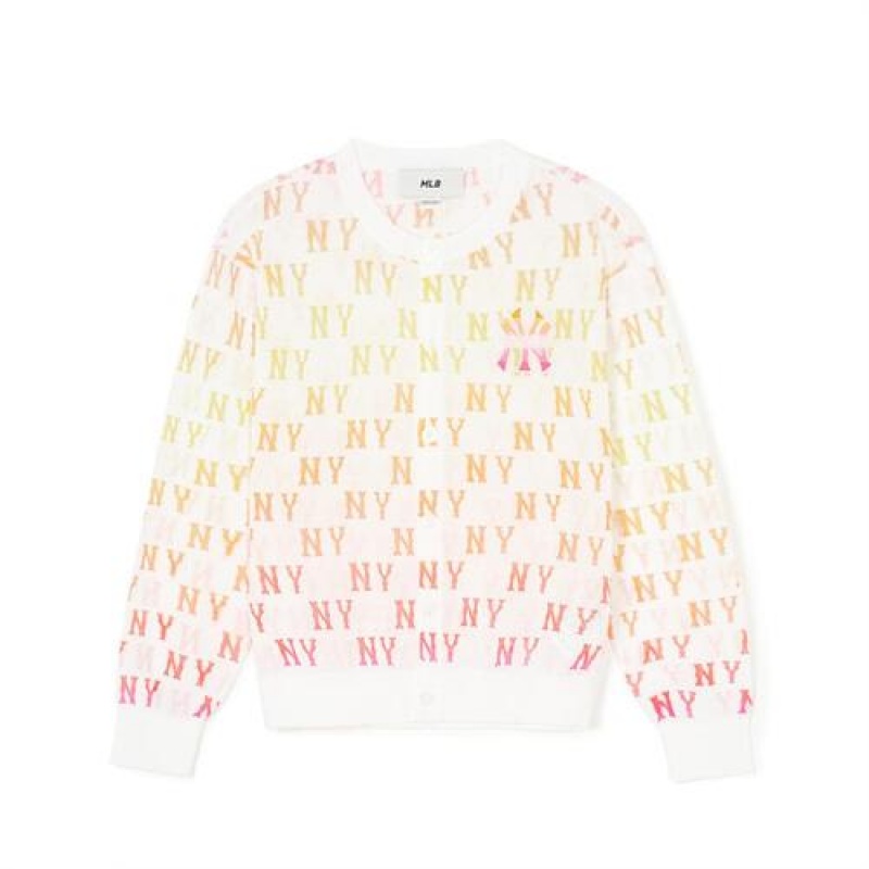 MLB Monogram Gradation Cardigan Tops Pink | USA_MLB24038