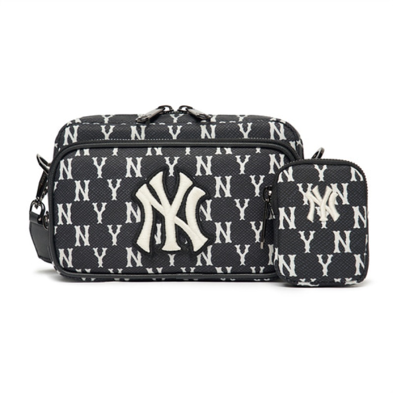 MLB Monogram Mini Crossbody Bags Black | USA_MLB78882