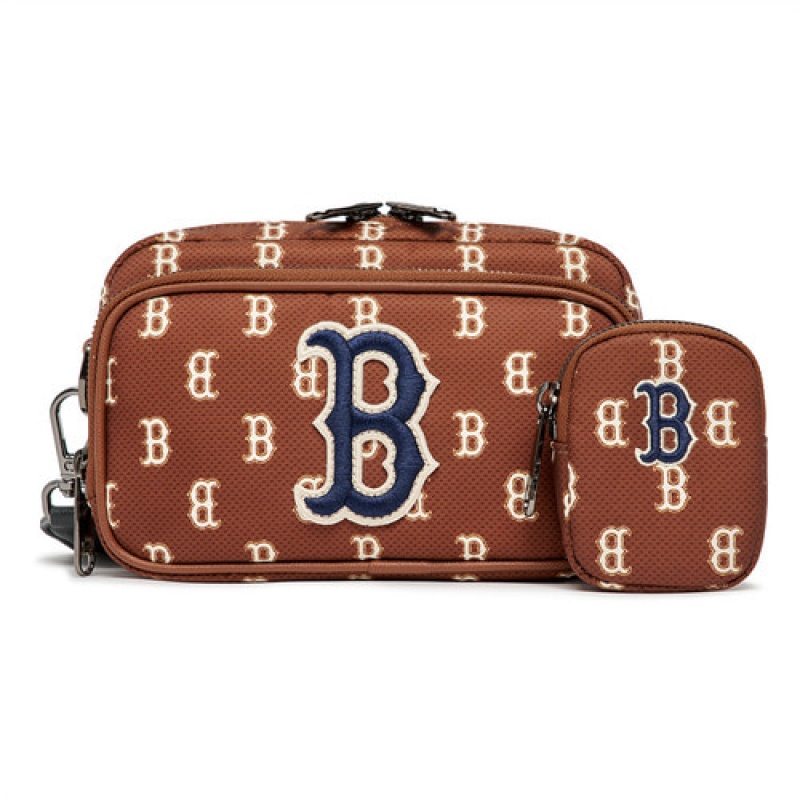 MLB Monogram Mini Crossbody Bags Brown | USA_MLB85110