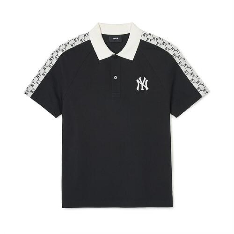 MLB Monogram Polo T Shirts Black | USA_MLB37113