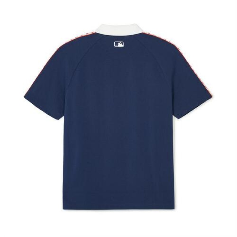 MLB Monogram Polo T Shirts Blue | USA_MLB76221