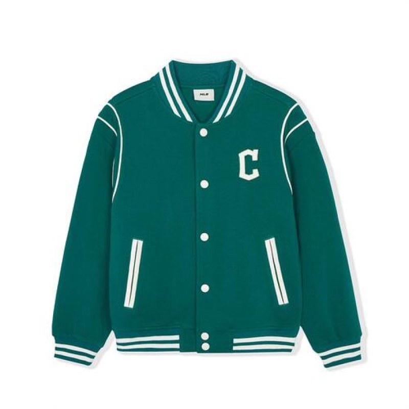 MLB New Varsity Jumper Outerwear Green | USA_MLB26926