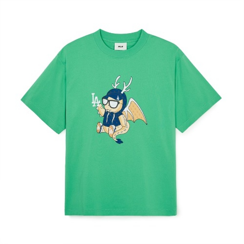 MLB Newyear Dragon Overfit T Shirts Green | USA_MLB73694