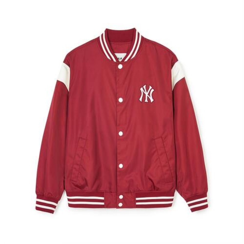 MLB Nylon Basic Shoulder Blocking Varsity Outerwear Red | USA_MLB74782