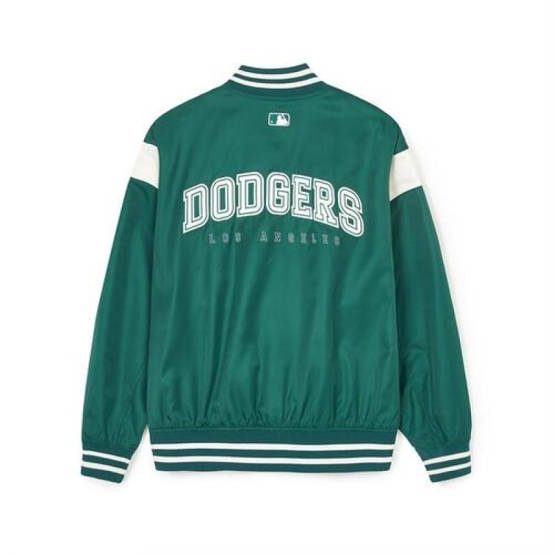 MLB Nylon Basic Shoulder Blocking Varsity Outerwear Green | USA_MLB89220