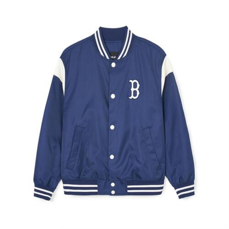 MLB Nylon Basic Shoulder Blocking Varsity Outerwear Blue | USA_MLB58622