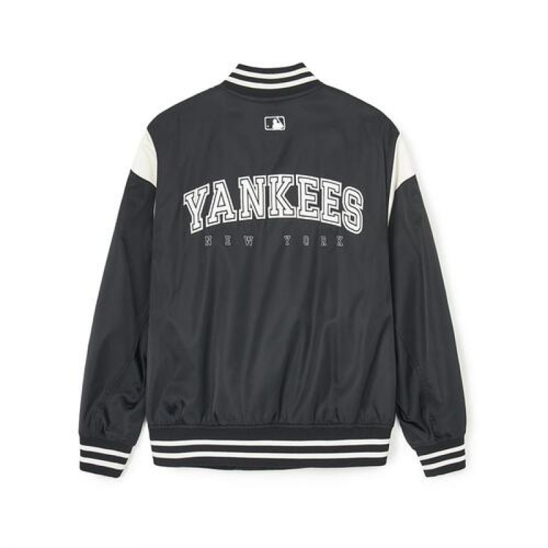 MLB Nylon Basic Shoulder Blocking Varsity Outerwear Black | USA_MLB11793