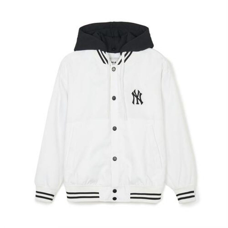 MLB Nylon Hood Varsity Outerwear White | USA_MLB88779