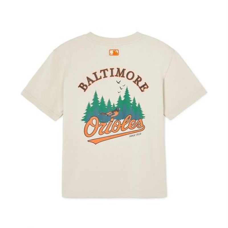 MLB Outdoor Camping Graphic T Shirt Tops Beige | USA_MLB86268