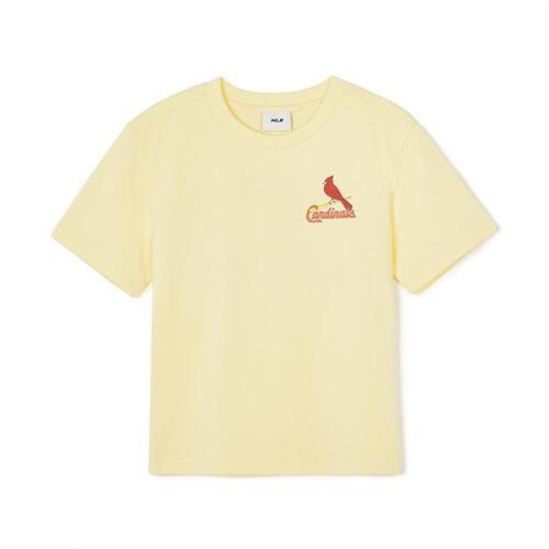 MLB Outdoor Camping Graphic T Shirt Tops Yellow | USA_MLB82809