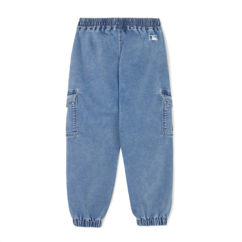 MLB Outdoor Loose Jogger Denim Pants Bottoms Blue | USA_MLB57505