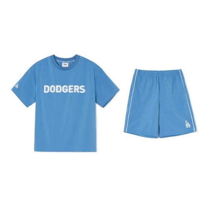 MLB Outdoor Woven Stretch T Shirt Set Up Tops Blue | USA_MLB62605