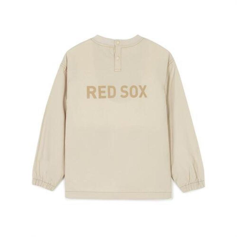 MLB Outdoor Woven Sweatshirt Tops Beige | USA_MLB20480