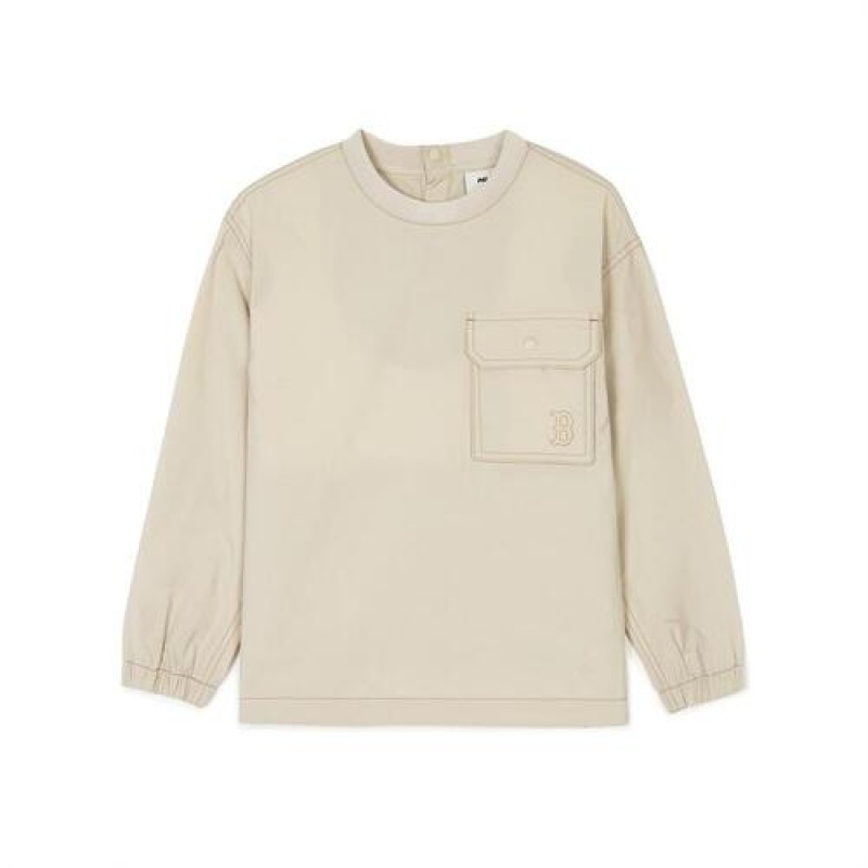 MLB Outdoor Woven Sweatshirt Tops Beige | USA_MLB20480