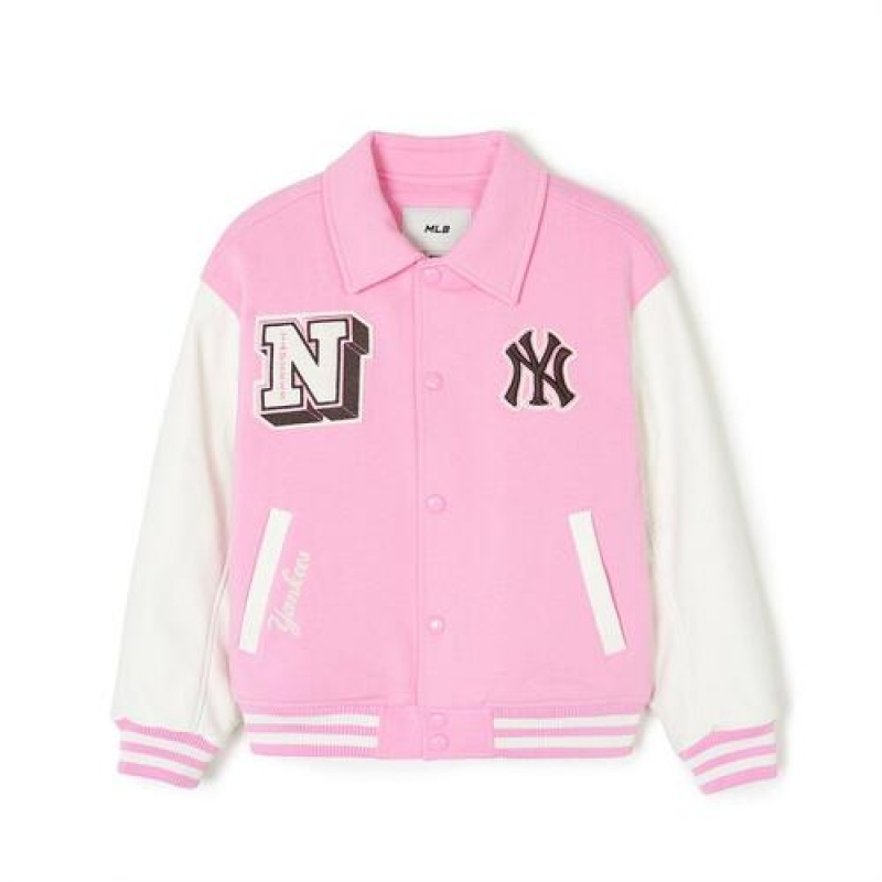 MLB Pop Varsity Padding Jumper Outerwear Pink | USA_MLB83015