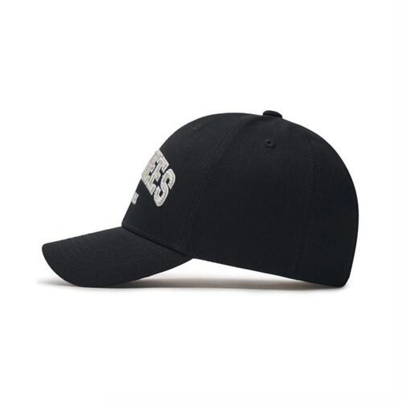 MLB Premium Varsity Lettering Logo Structured Baseball Caps Black | USA_MLB86202