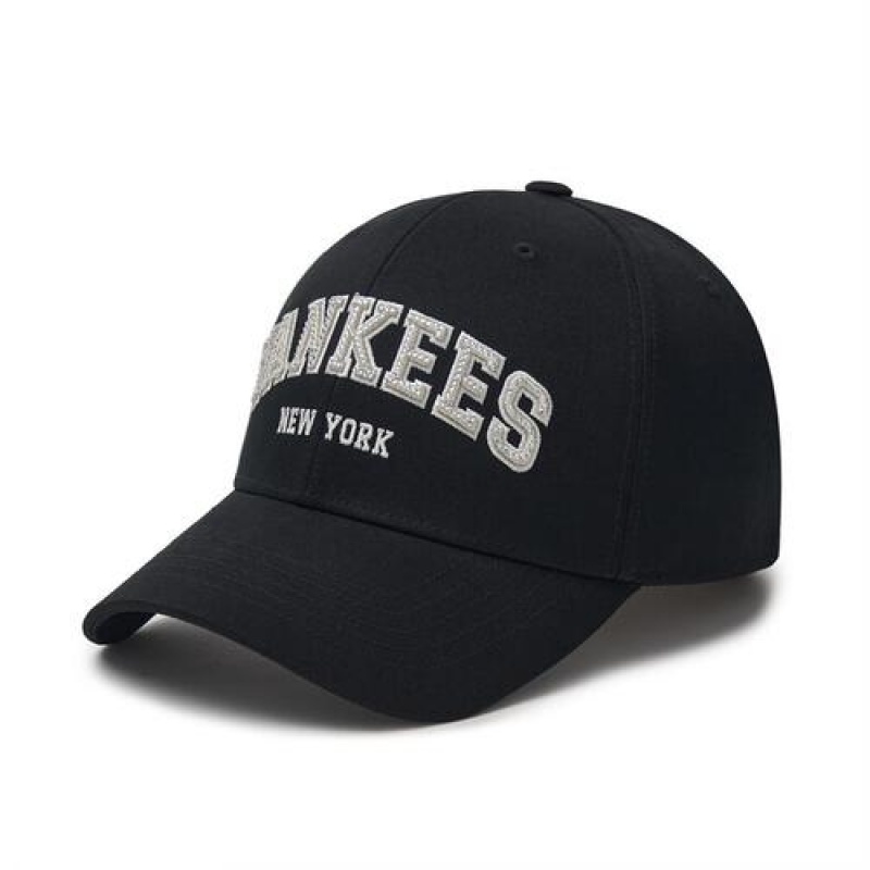 MLB Premium Varsity Lettering Logo Structured Baseball Caps Black | USA_MLB86202