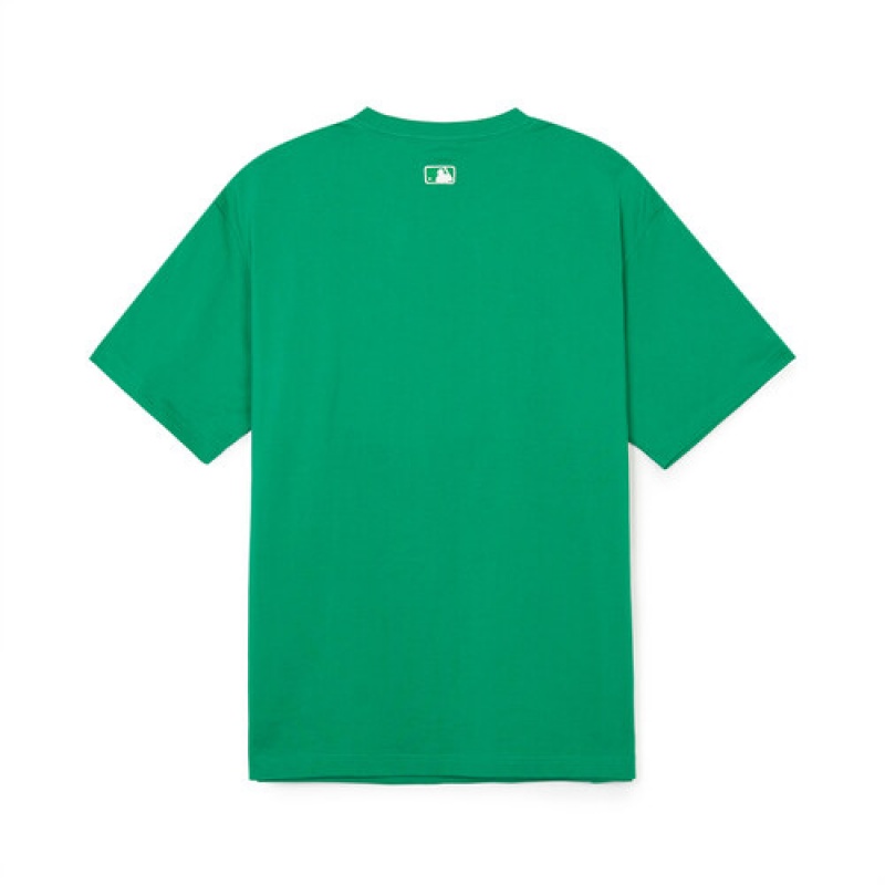 MLB Premium Varsity Overfit T Shirts Green | USA_MLB32958