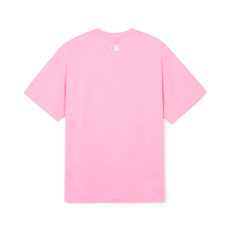 MLB Premium Varsity Overfit T Shirts Pink | USA_MLB12219