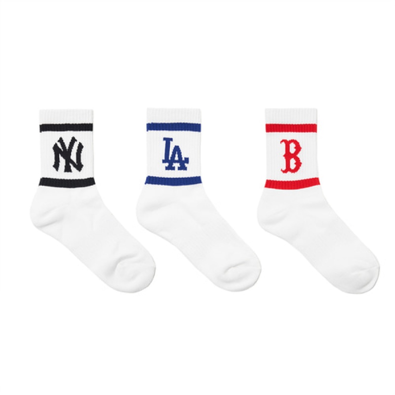 MLB Signature Team Logo Socks White | USA_MLB80216