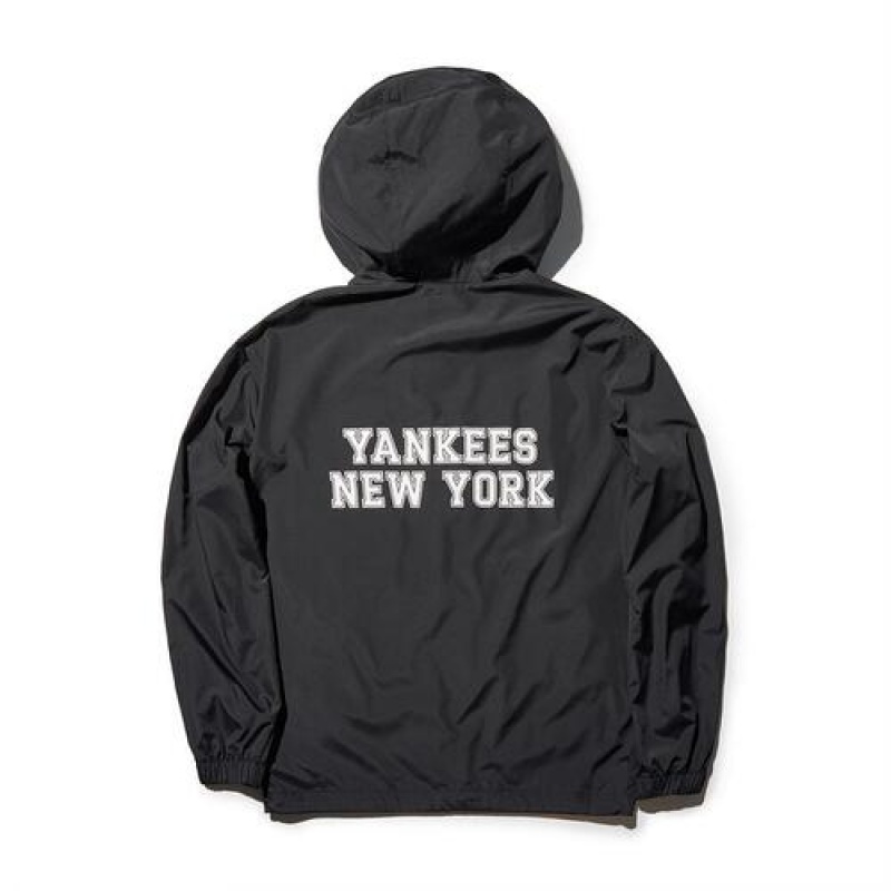 MLB Sportive Varsity Piping Windbreaker Outerwear Black | USA_MLB73335