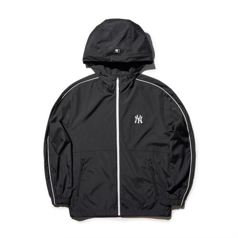 MLB Sportive Varsity Piping Windbreaker Outerwear Black | USA_MLB73335