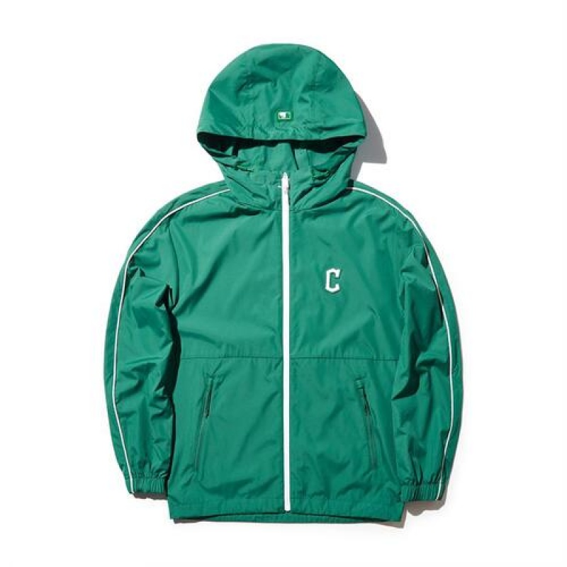 MLB Sportive Varsity Piping Windbreaker Outerwear Green | USA_MLB16791