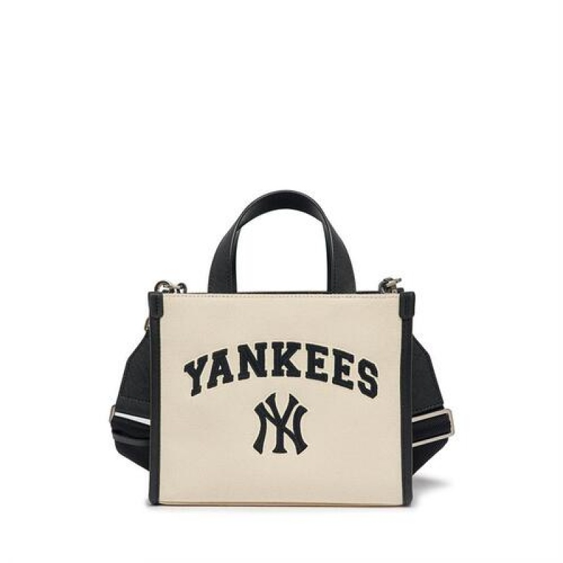 MLB Varsity Basic Canvas S Tote Bags White / Black | USA_MLB73219