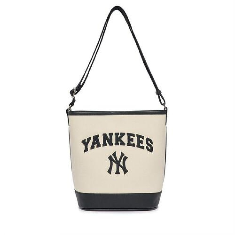 MLB Varsity Basic Canvas Tote Bags White / Black | USA_MLB81647