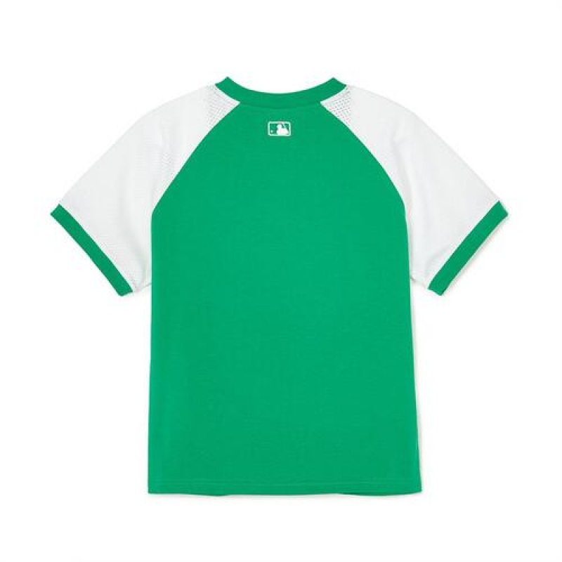 MLB Varsity Big Logo T Shirt Tops Green | USA_MLB54839