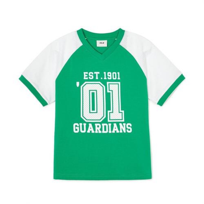 MLB Varsity Big Logo T Shirt Tops Green | USA_MLB54839