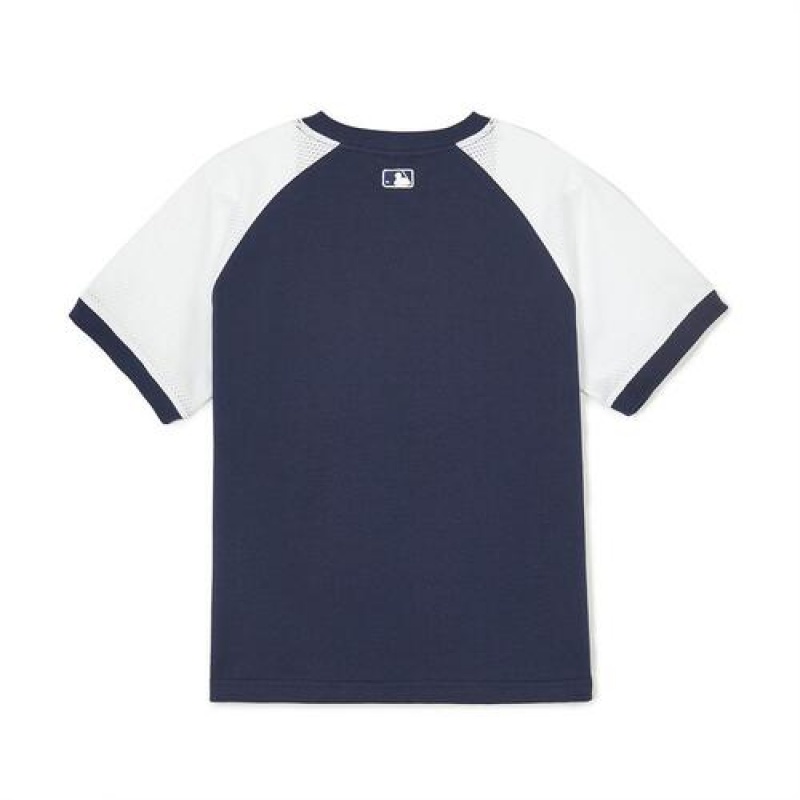 MLB Varsity Big Logo T Shirt Tops Navy | USA_MLB76607