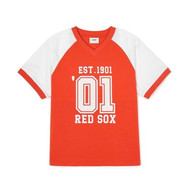 MLB Varsity Big Logo T Shirt Tops Orange | USA_MLB21026