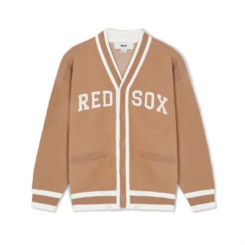 MLB Varsity Cardigan Tops Beige | USA_MLB68615