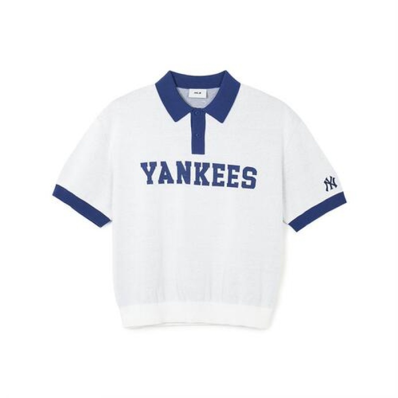 MLB Varsity Collar Sweater T Shirts White | USA_MLB37178