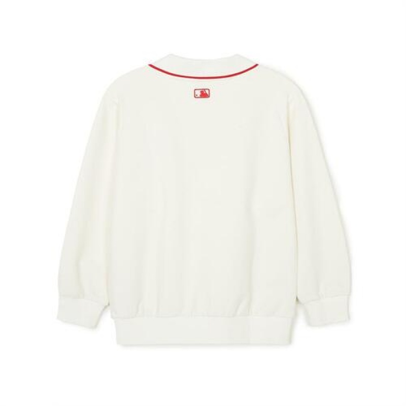 MLB Varsity Collar Sweatshirt Tops White | USA_MLB40343