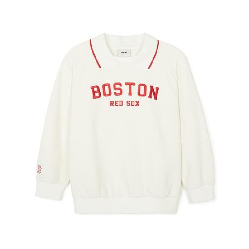 MLB Varsity Collar Sweatshirt Tops White | USA_MLB40343