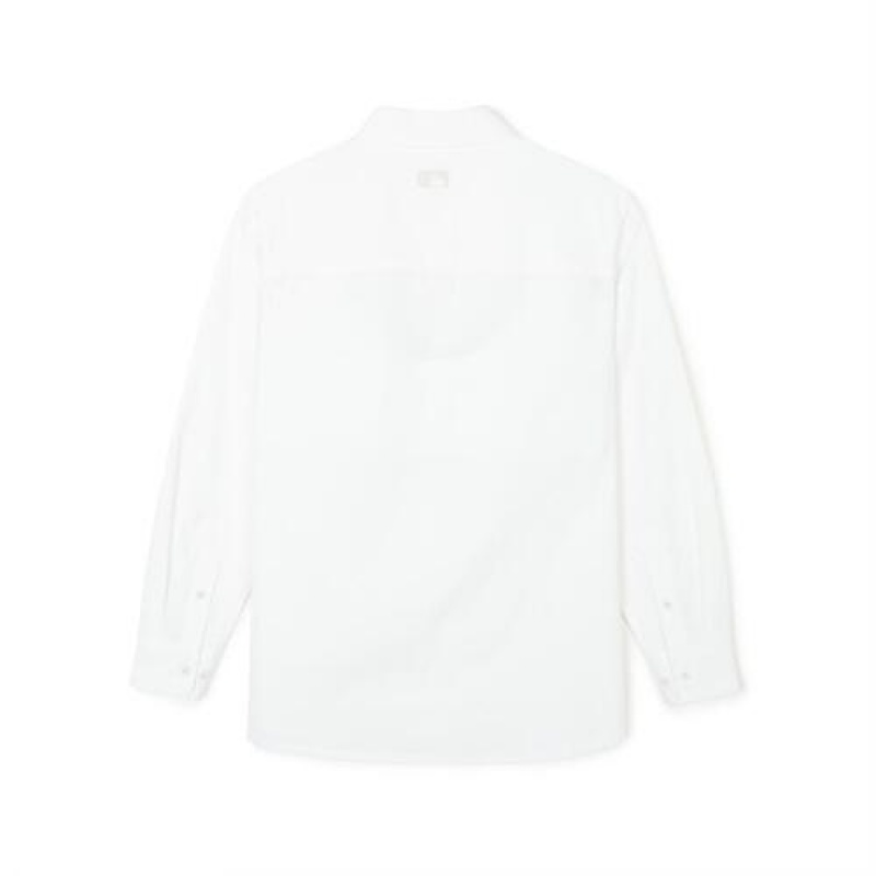 MLB Varsity Cotton Long Sleeve Shirts White | USA_MLB70406