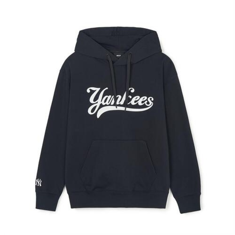 MLB Varsity Cursive Over Fit Hoodie Black | USA_MLB24237