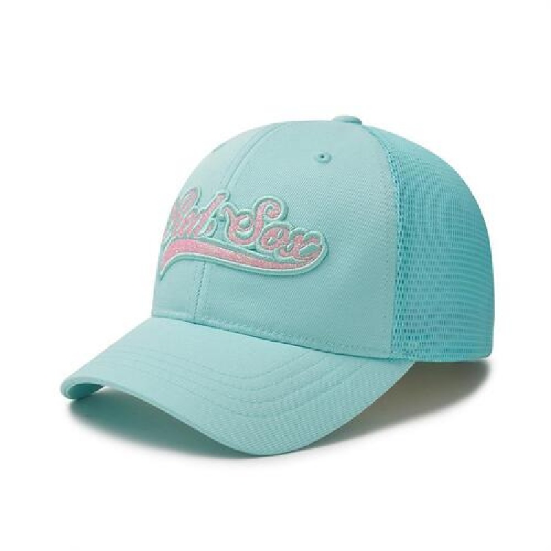 MLB Varsity Cursive Trucker Cap Light Green | USA_MLB72152