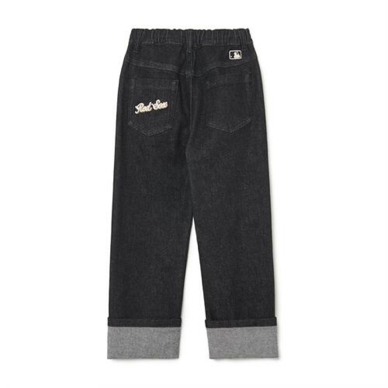 MLB Varsity Denim Pants Bottoms Black | USA_MLB78791