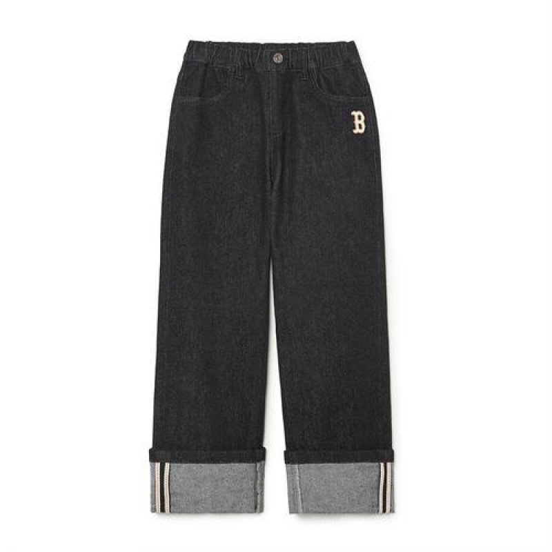 MLB Varsity Denim Pants Bottoms Black | USA_MLB78791