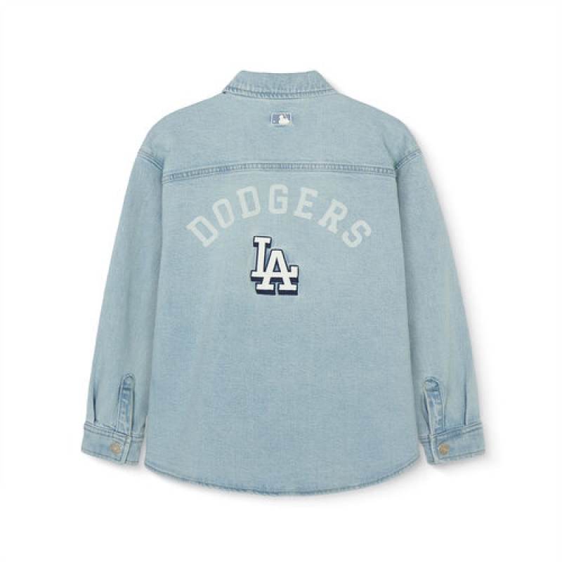 MLB Varsity Denim Shirt Tops Blue | USA_MLB63705