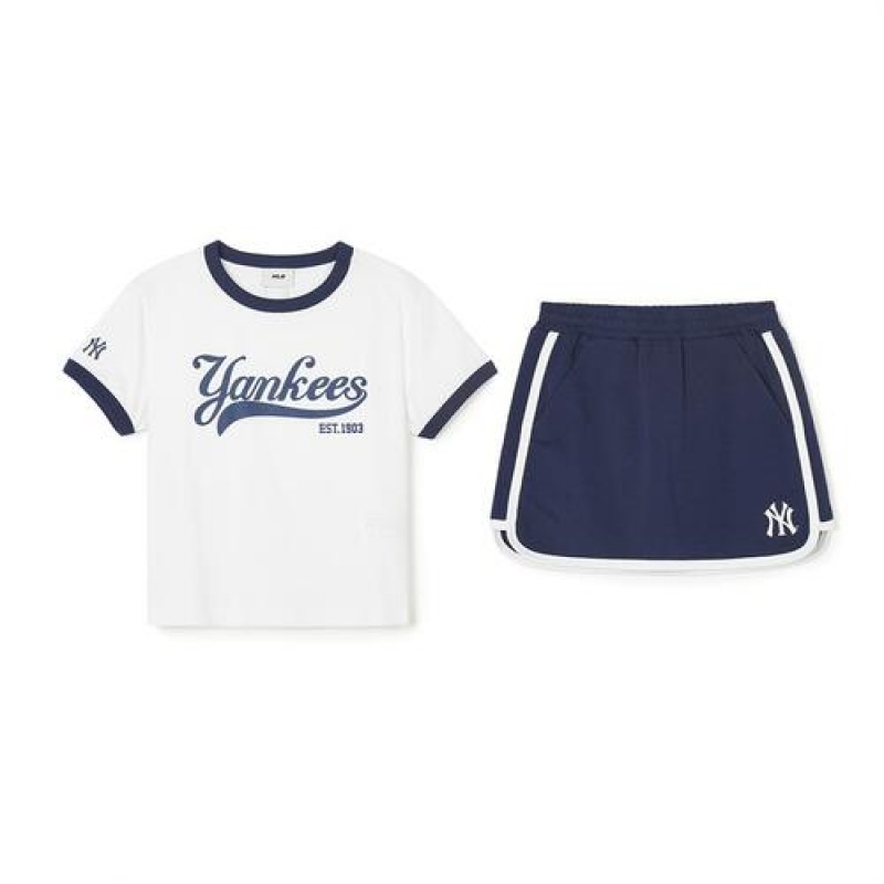 MLB Varsity Girls\' Sportive Skirt Set Up Bottoms Navy | USA_MLB34789