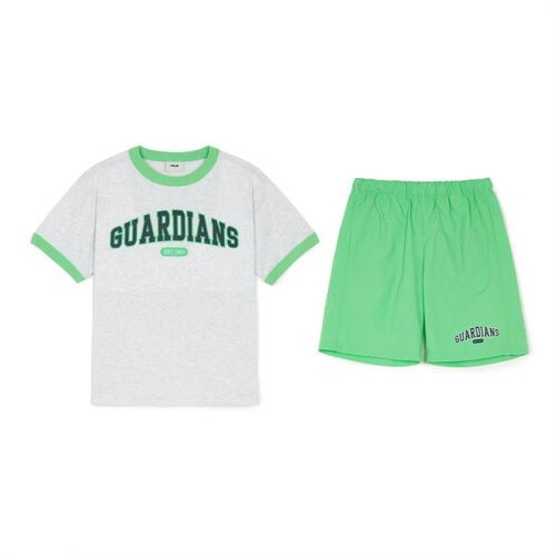 MLB Varsity Half Sleeve T Shirt Set Up Tops Green | USA_MLB51144