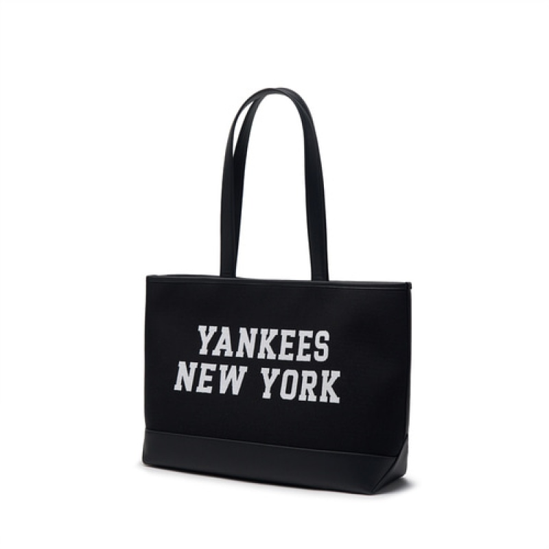 MLB Varsity Jacquard Canvas Large Tote Bags Black | USA_MLB90149