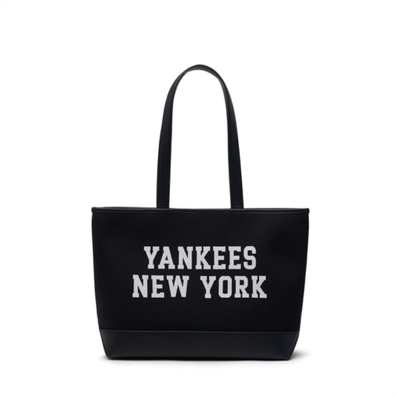 MLB Varsity Jacquard Canvas Large Tote Bags Black | USA_MLB90149