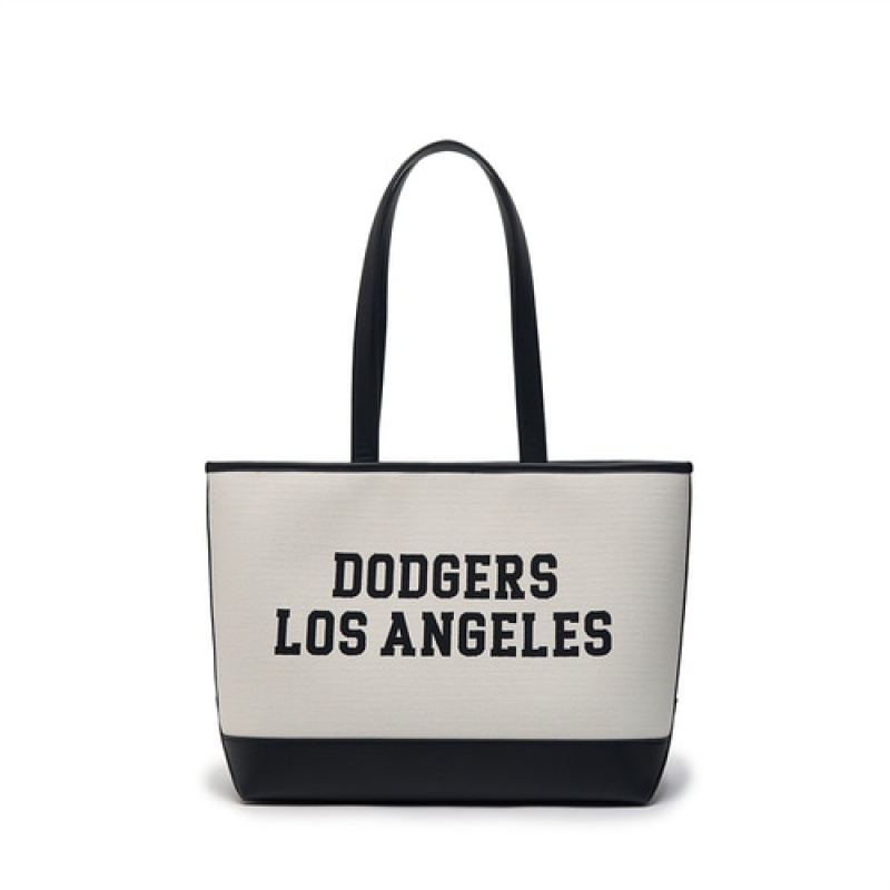 MLB Varsity Jacquard Canvas Large Tote Bags White | USA_MLB39122