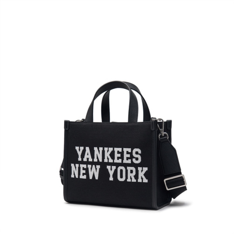 MLB Varsity Jacquard Canvas Small Tote Bags Black | USA_MLB51548