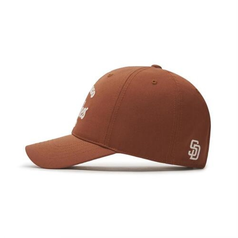 MLB Varsity Lettering Logo Unstructured Baseball Caps Brown | USA_MLB32947